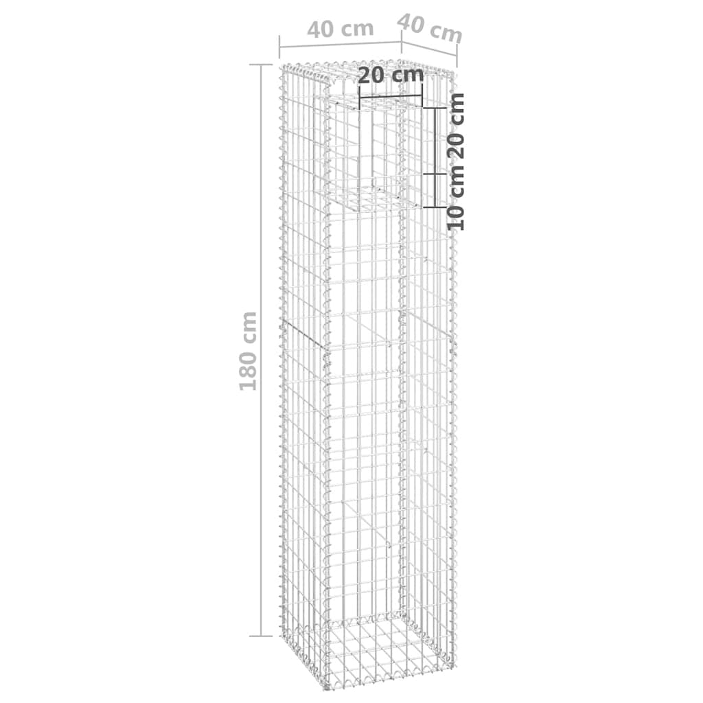 Gabion basket columns, 2 pcs., 40x40x180cm, iron