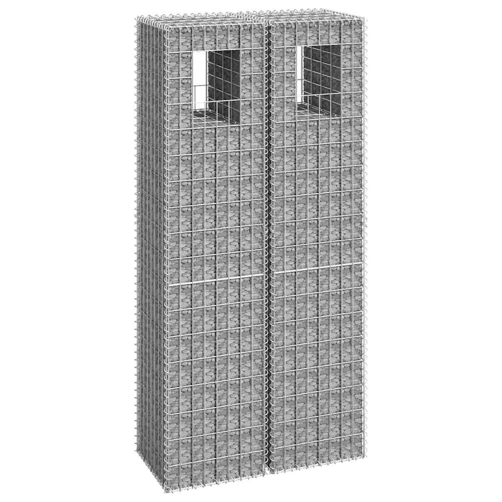 Gabion basket columns, 2 pcs., 40x40x180cm, iron
