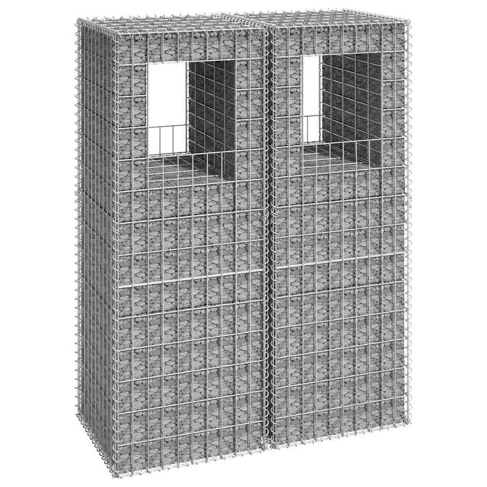 Gabion basket columns, 2 pcs., 50x50x140cm, iron