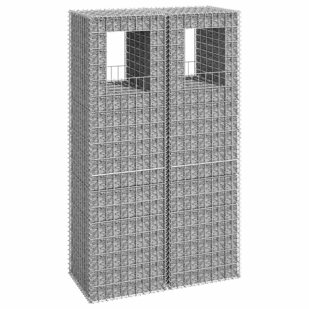 Gabion basket columns, 2 pcs., 50x50x180cm, iron