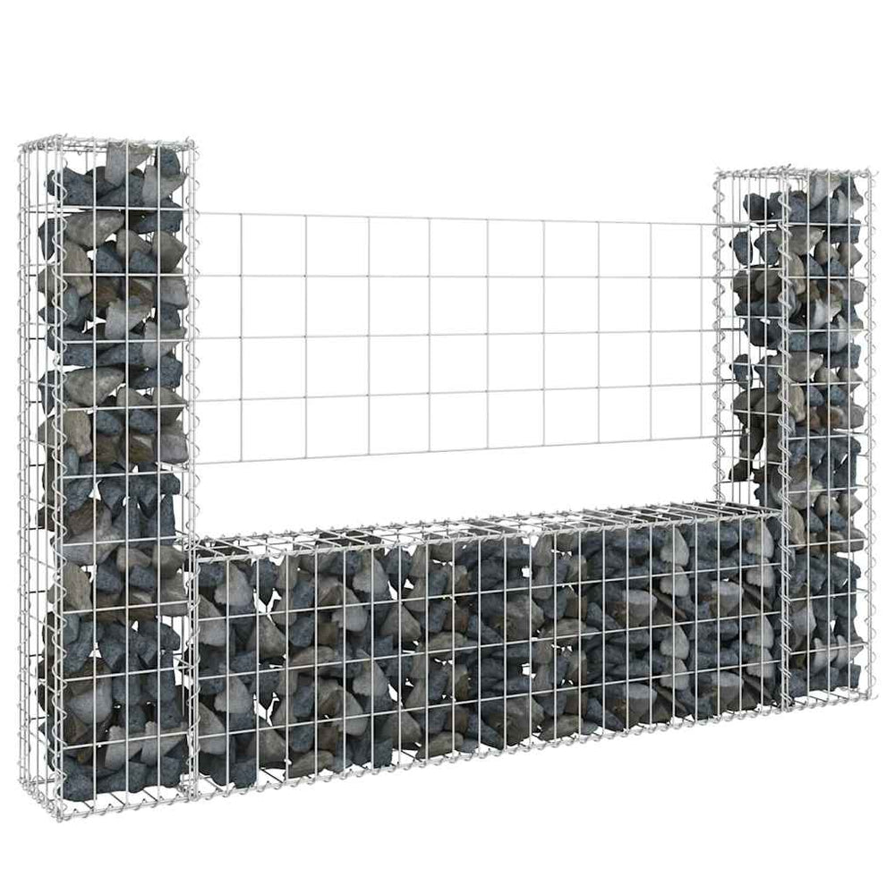 Gabion Baskets with 2 Pillars, 140x20x100cm, Iron
