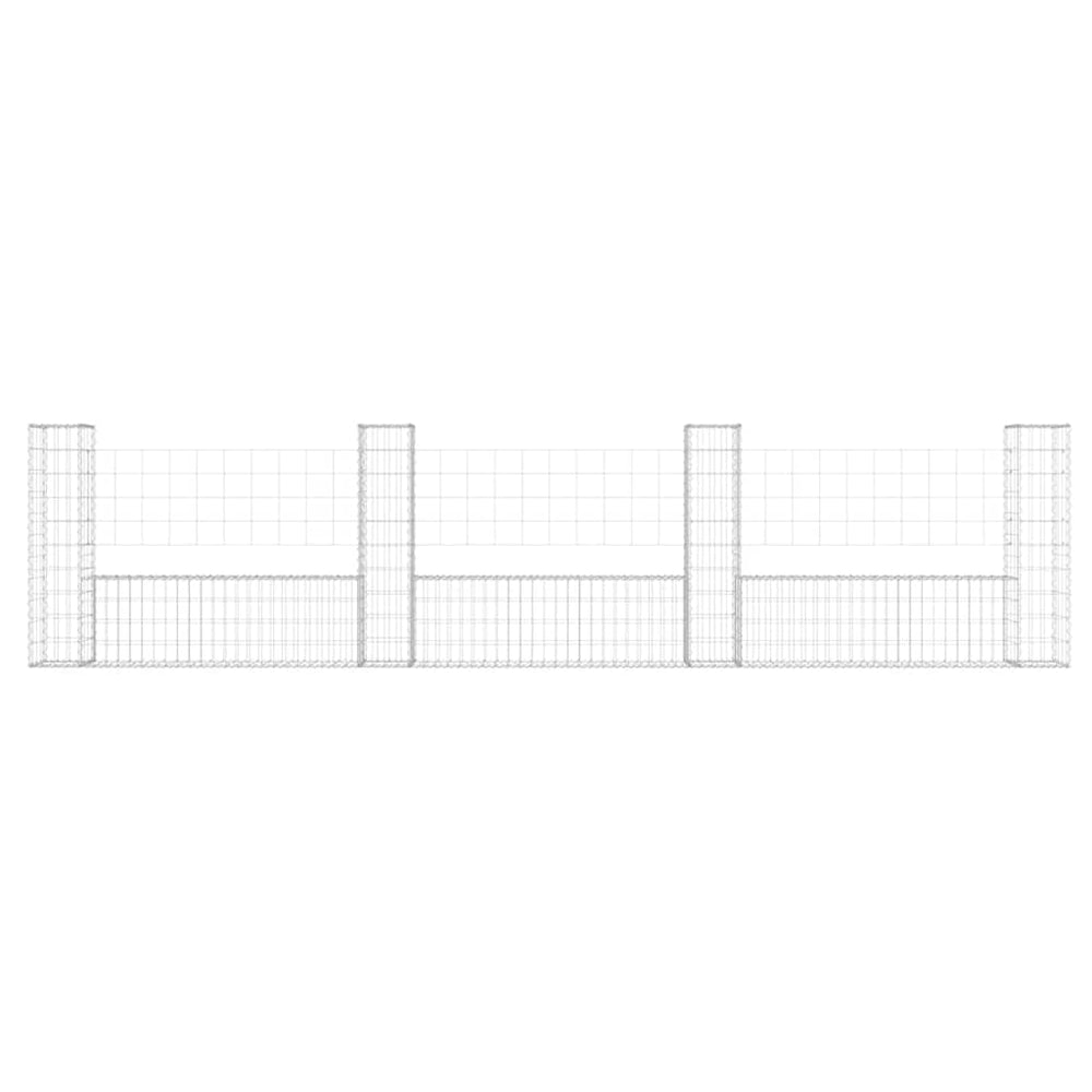 Gabion baskets with 4 posts, 380x20x100cm, iron