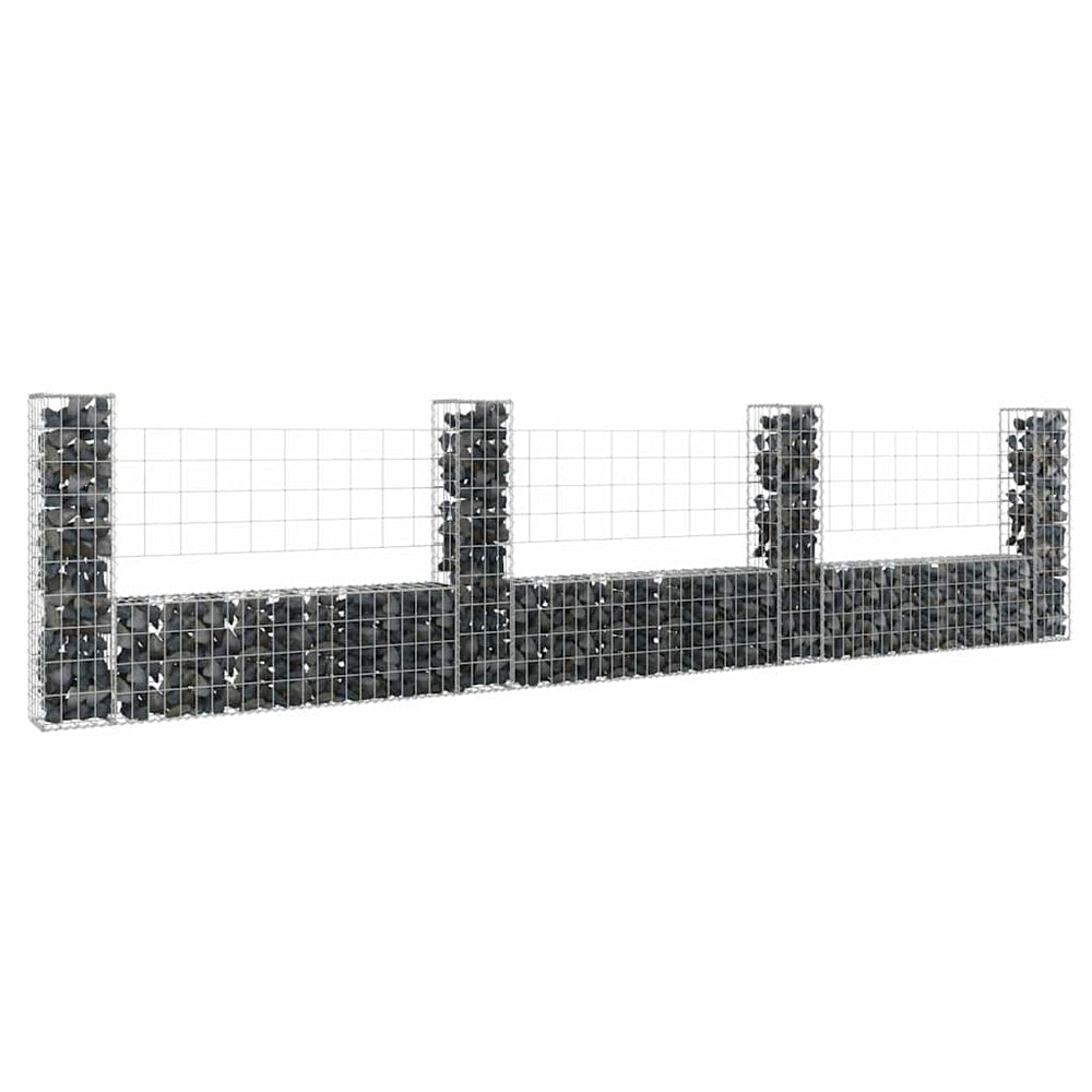 Gabion baskets with 4 posts, 380x20x100cm, iron
