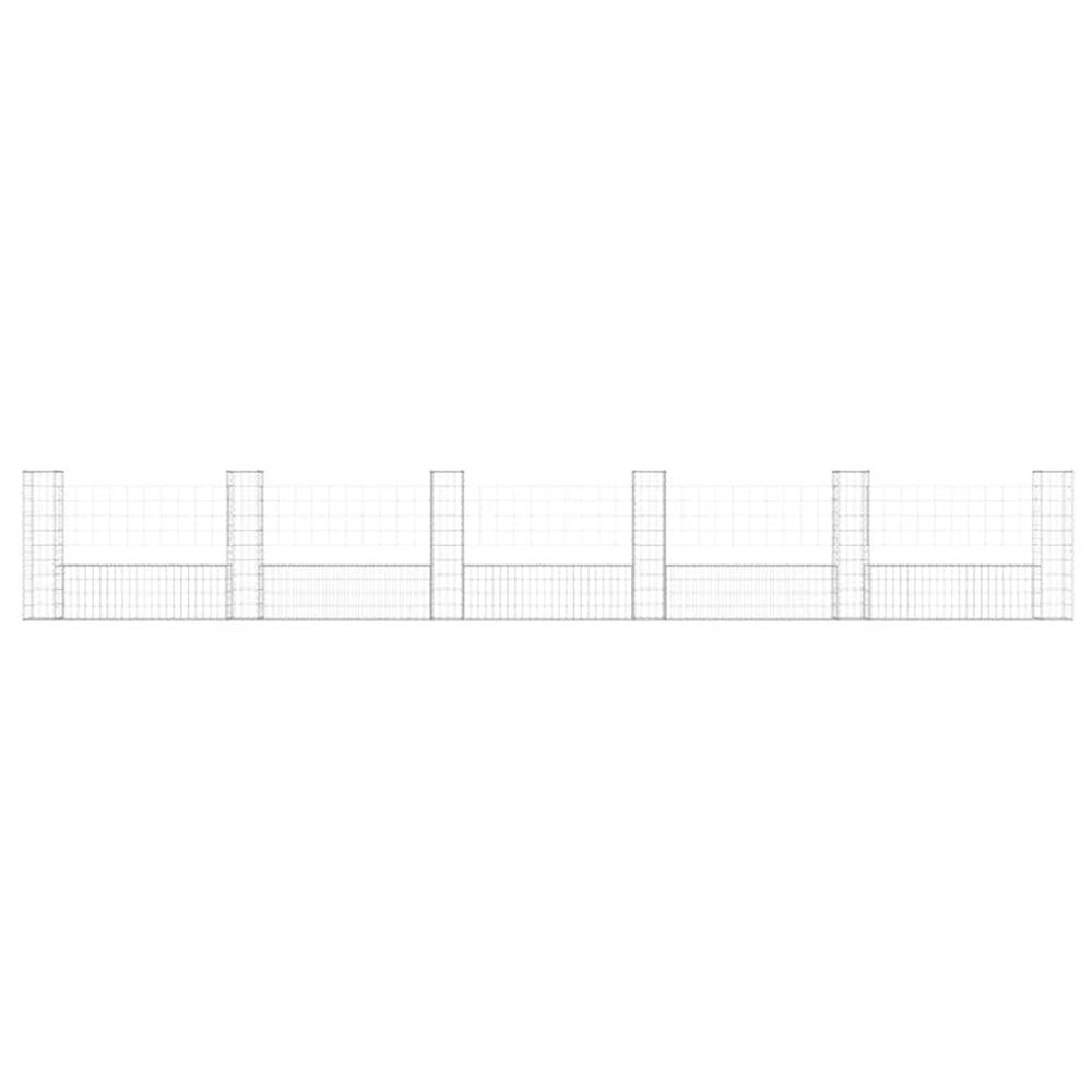 Gabion baskets with 6 columns, 620x20x100cm, iron