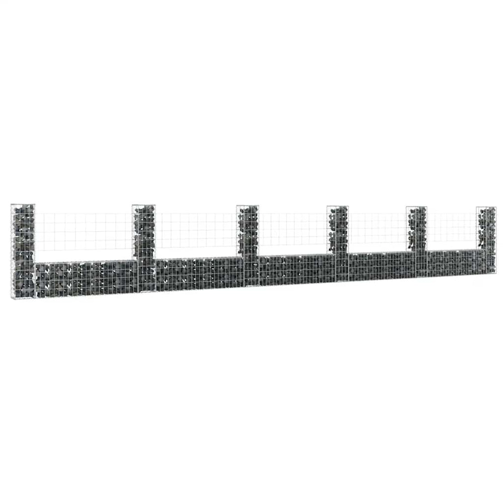 Gabion baskets with 6 columns, 620x20x100cm, iron
