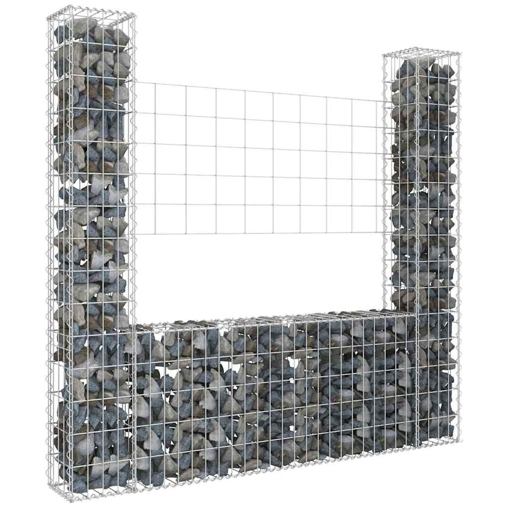 Gabion baskets with 2 posts, 140x20x150cm, iron