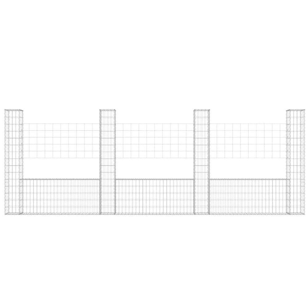 Gabion Baskets with 4 Posts, 380x20x150cm, Iron