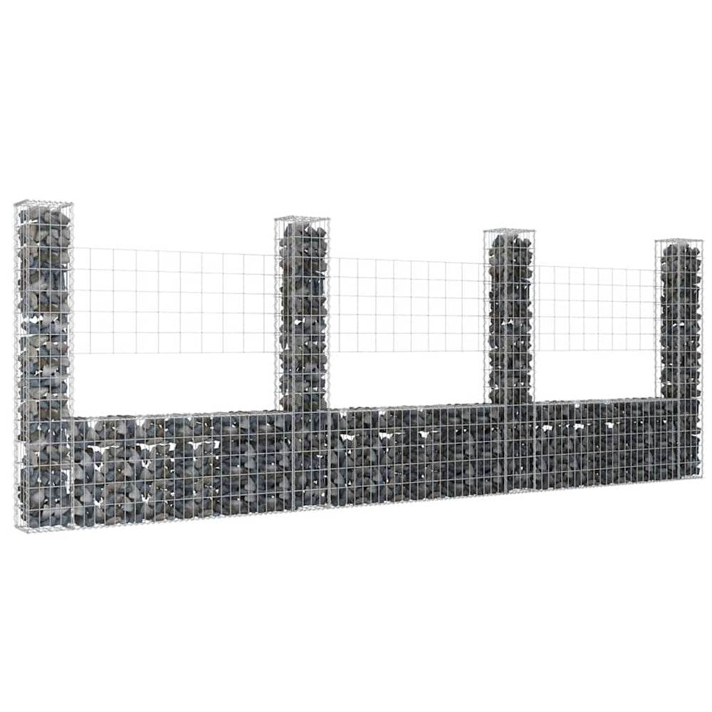 Gabion Baskets with 4 Posts, 380x20x150cm, Iron