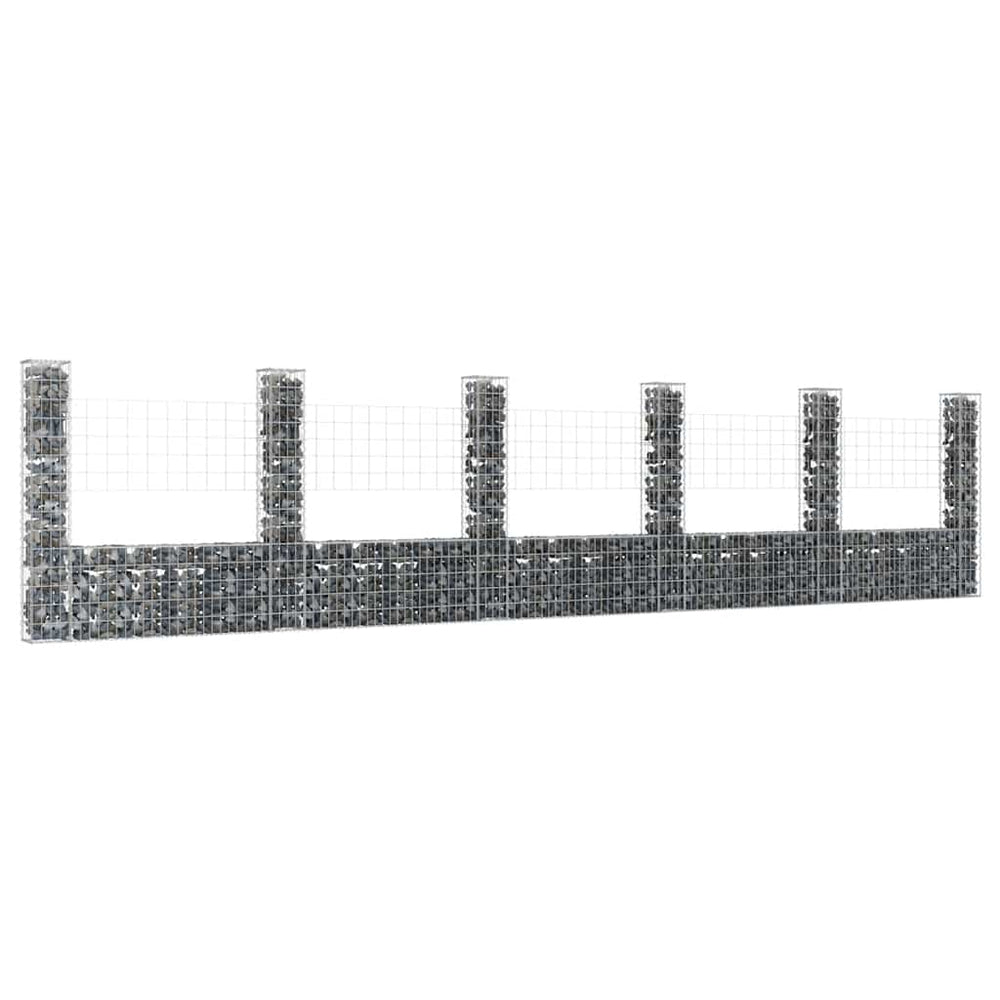 Gabion baskets with 6 columns, 620x20x150cm, iron