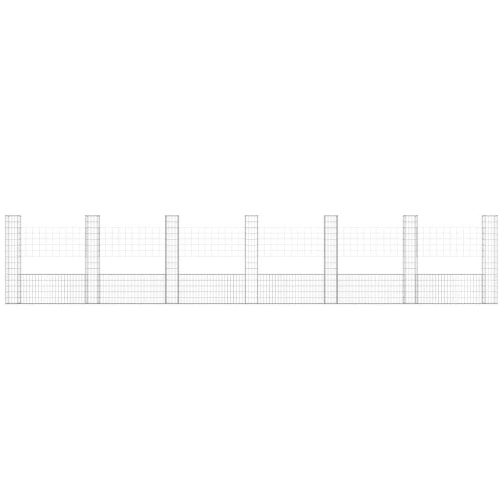 Gabion baskets with 7 posts, 740x20x150cm, iron