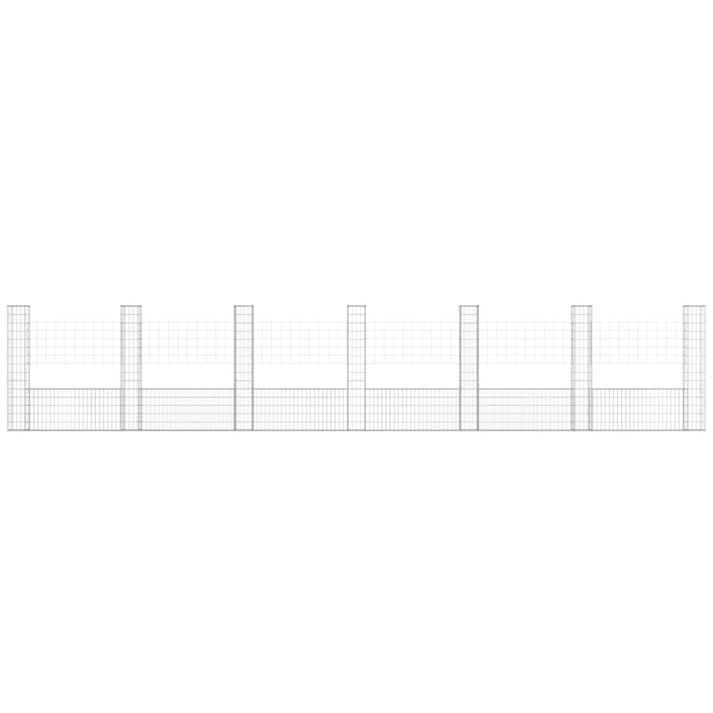 Gabion baskets with 7 posts, 740x20x150cm, iron