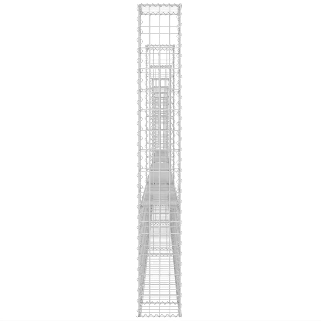 Gabion baskets with 7 posts, 740x20x150cm, iron