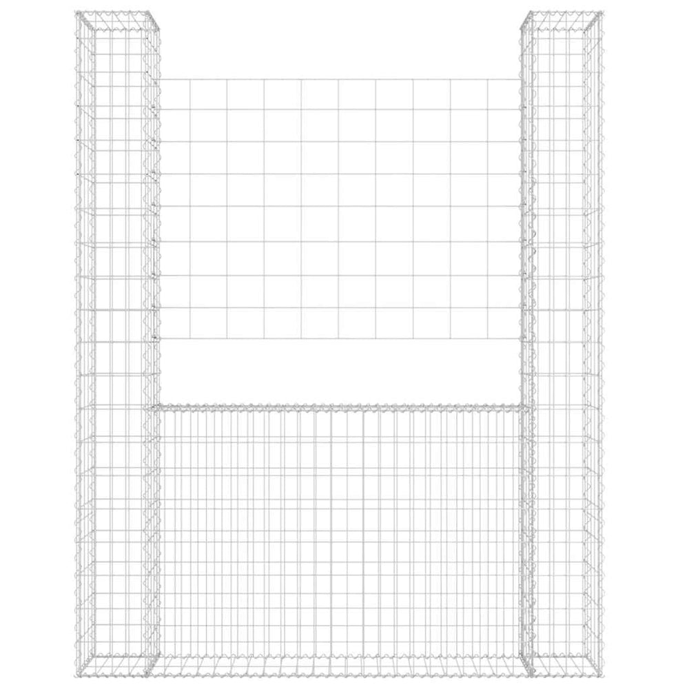 Gabion Baskets with 2 Columns, 140x20x200cm, Iron