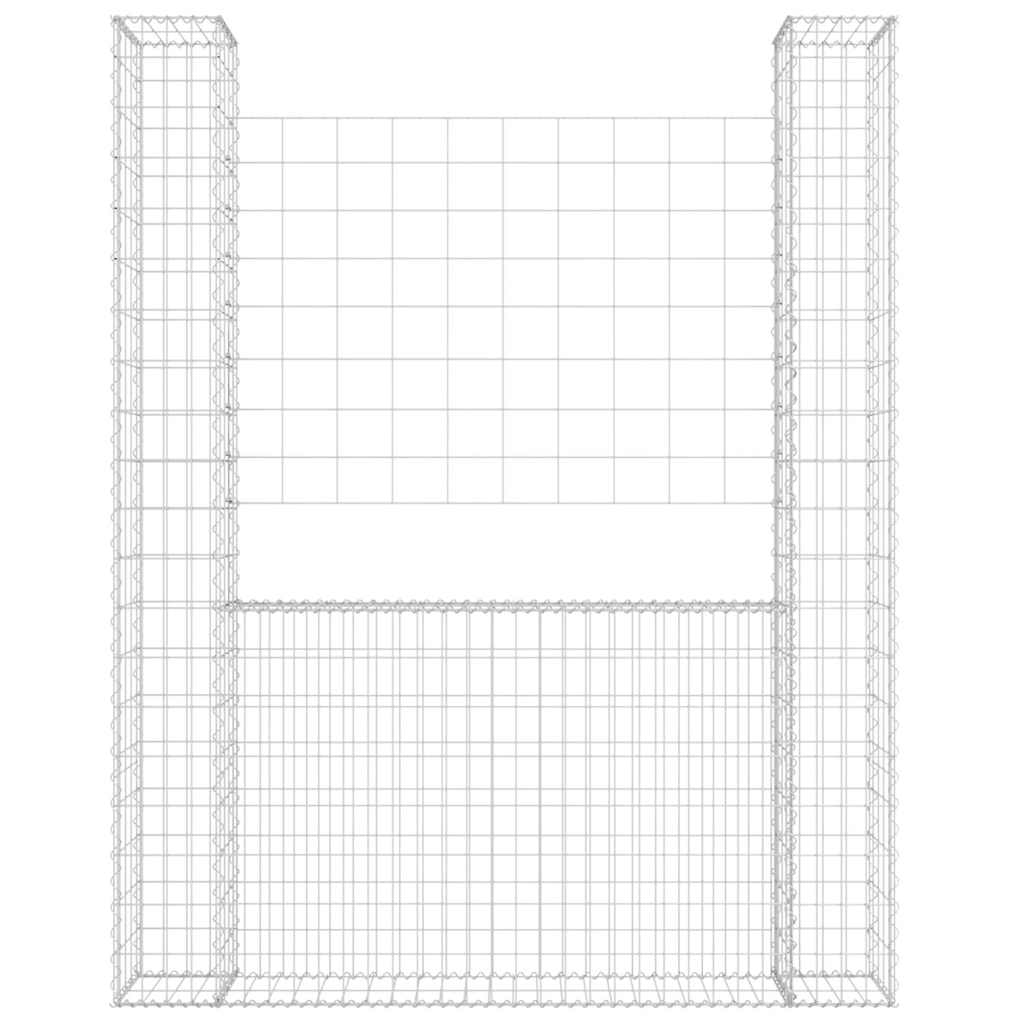 Gabionu grozi ar 2 kolonnām, 140x20x200cm, dzelzs