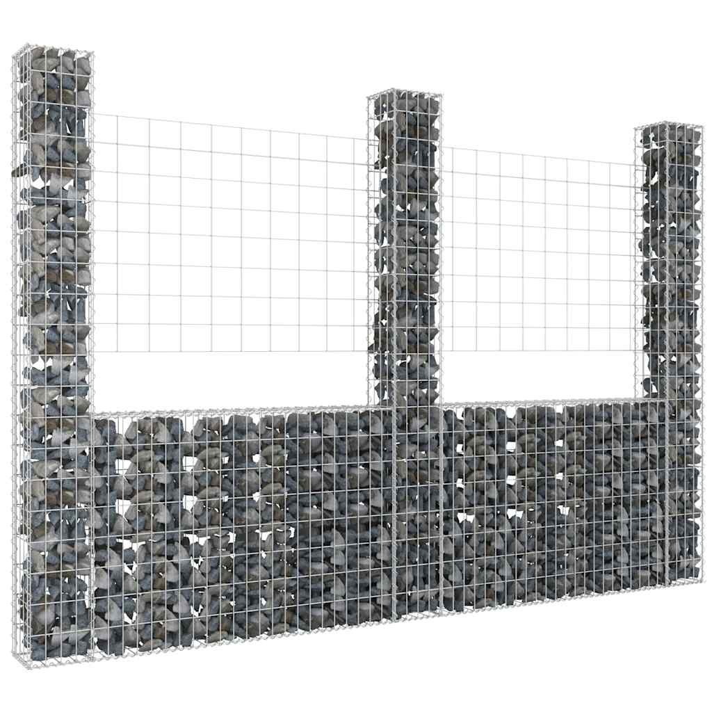 Gabionų krepšiai su 3 kolonomis, 260x20x200cm, geležis