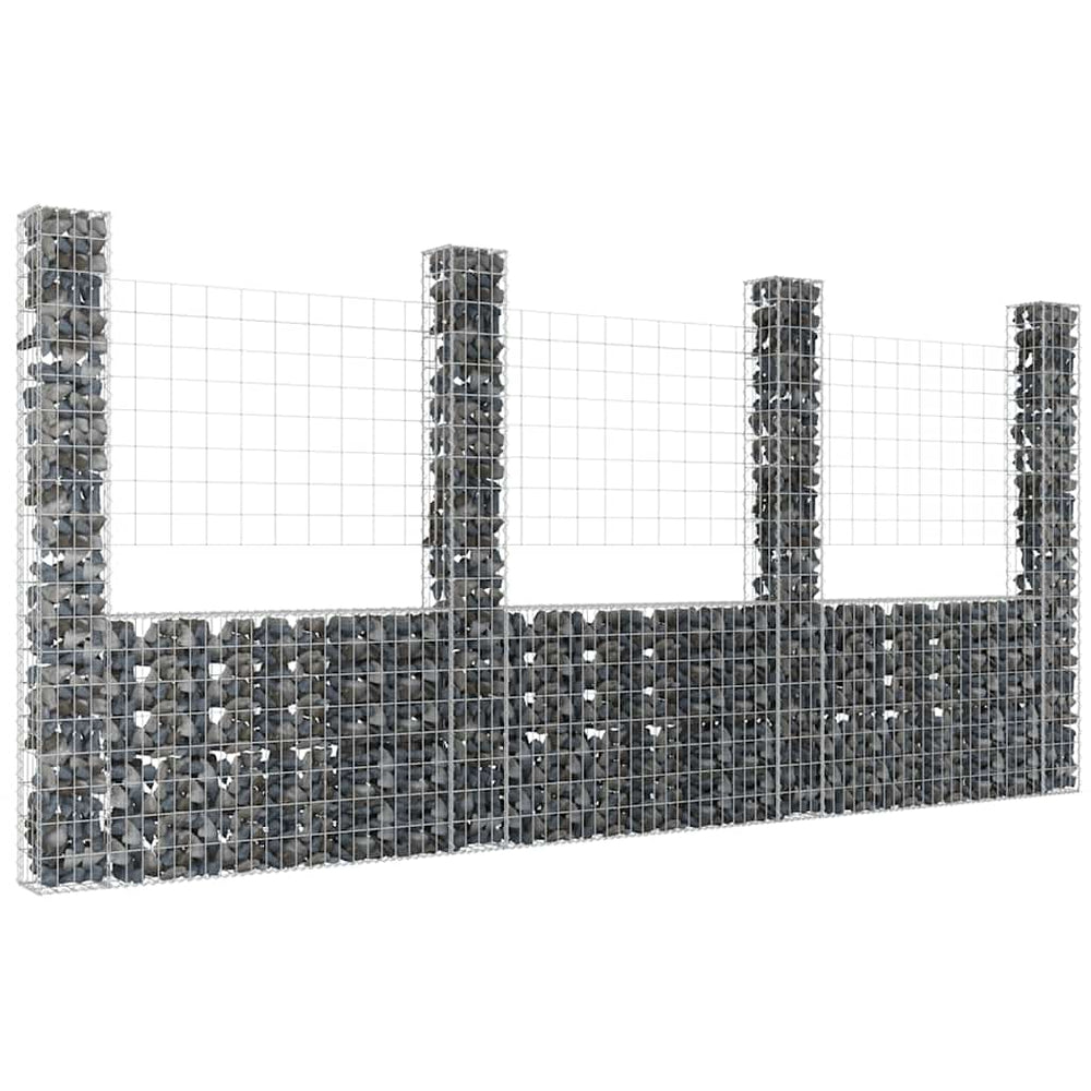 Gabion baskets with 4 columns, 380x20x200cm, iron