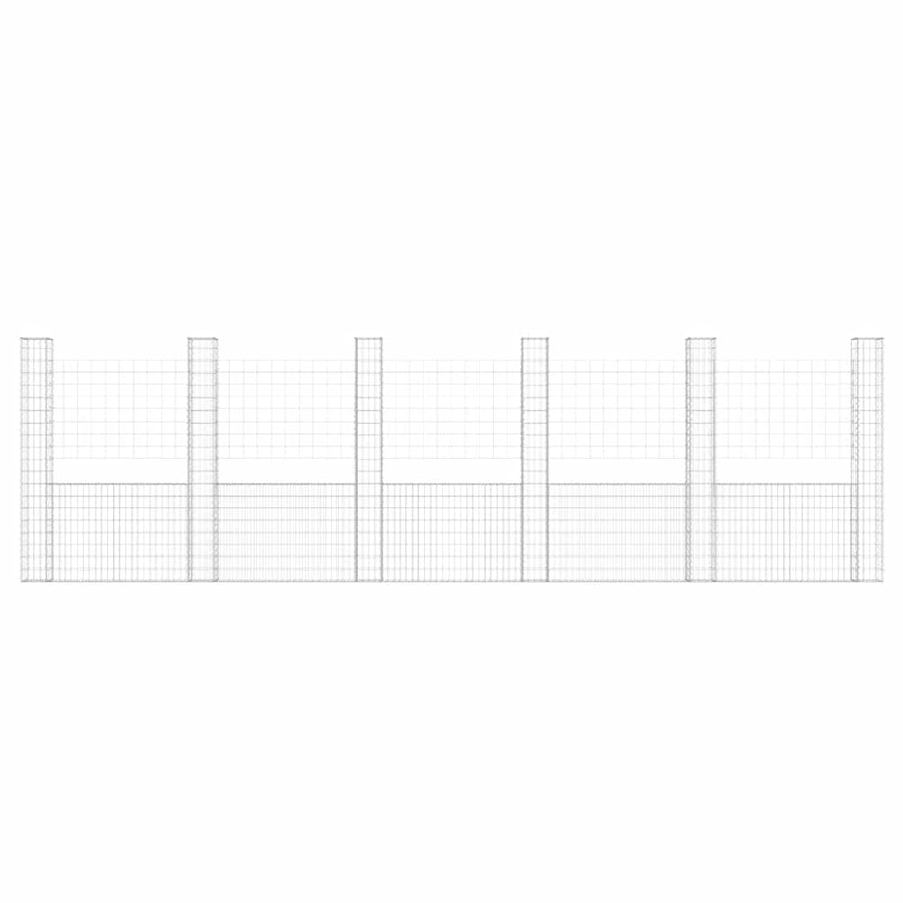 Gabion baskets with 6 pillars, 620x20x200cm, iron