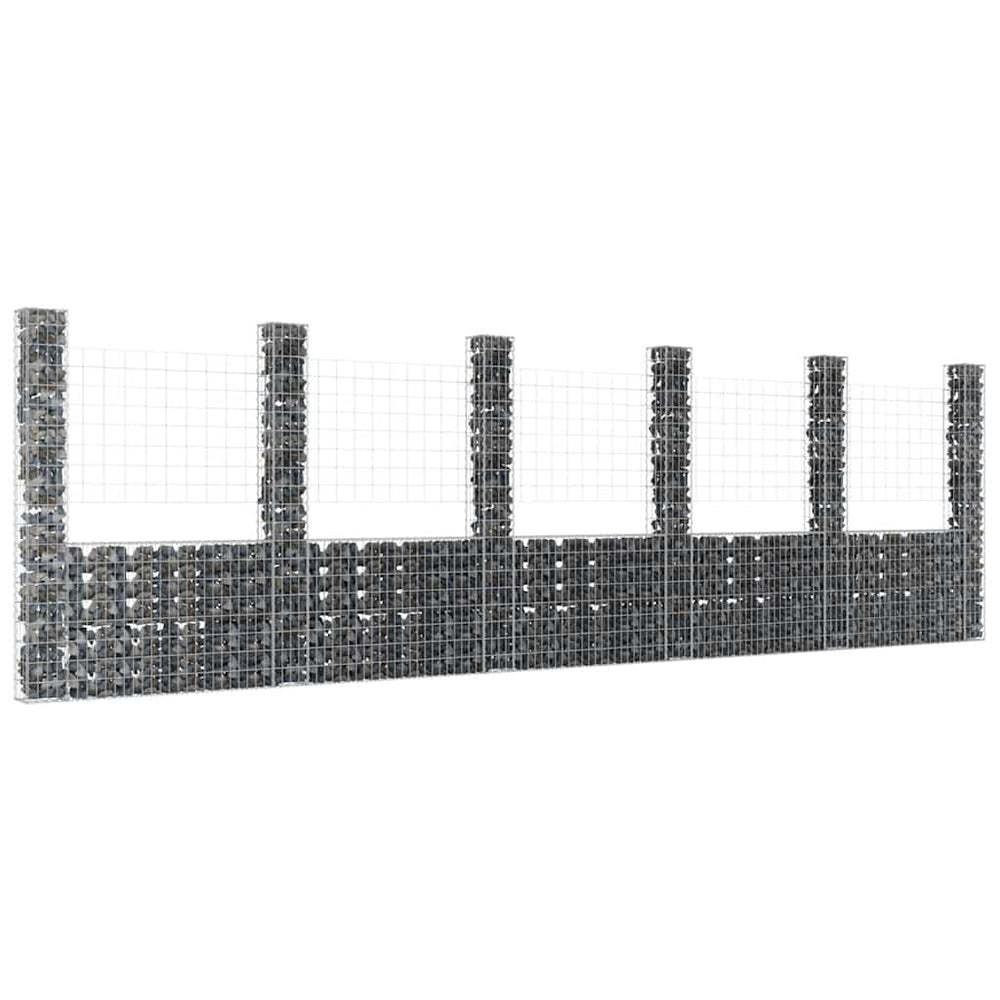 Gabion baskets with 6 pillars, 620x20x200cm, iron