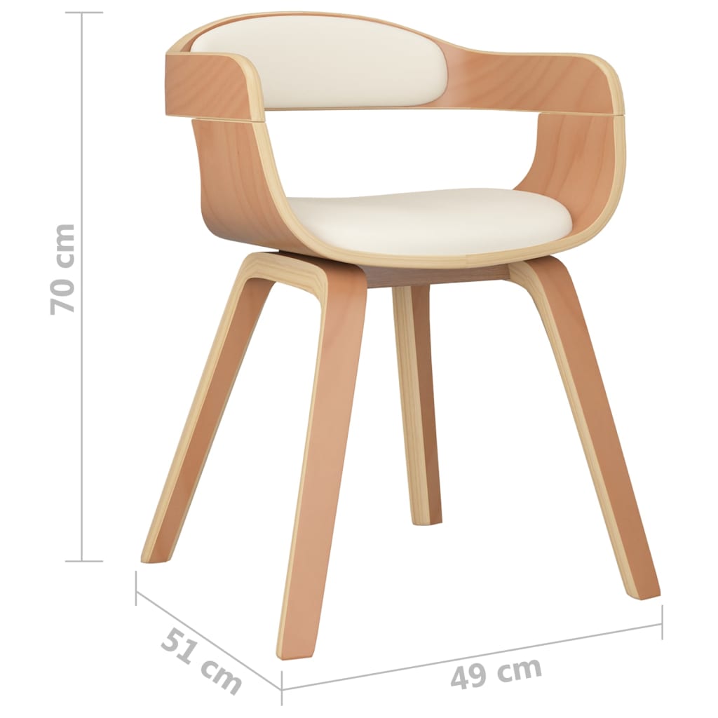Dining Chairs, 2 pcs., cream, bentwood/faux leather