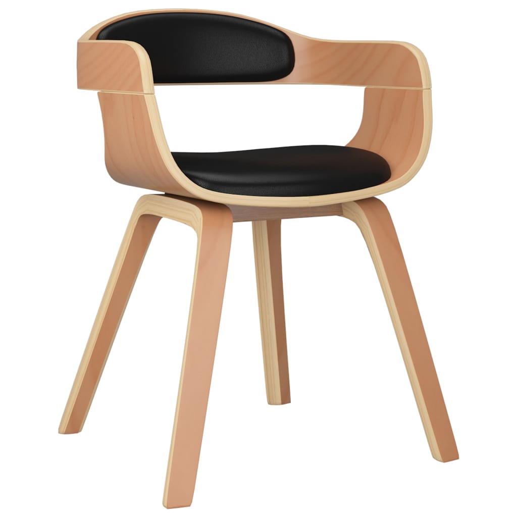 Dining chairs, 4 pcs., black, bentwood and faux leather