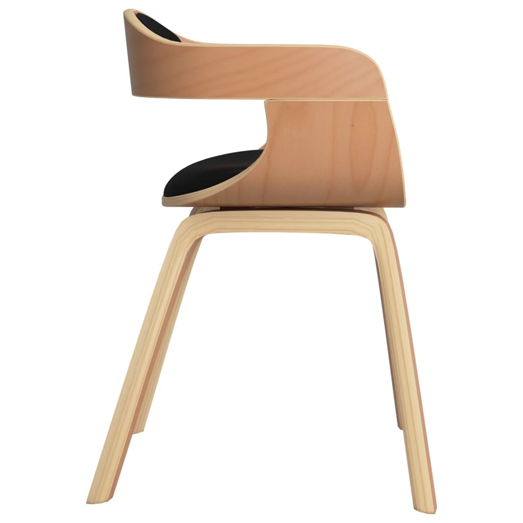 Dining chairs, 4 pcs., black, bentwood and faux leather
