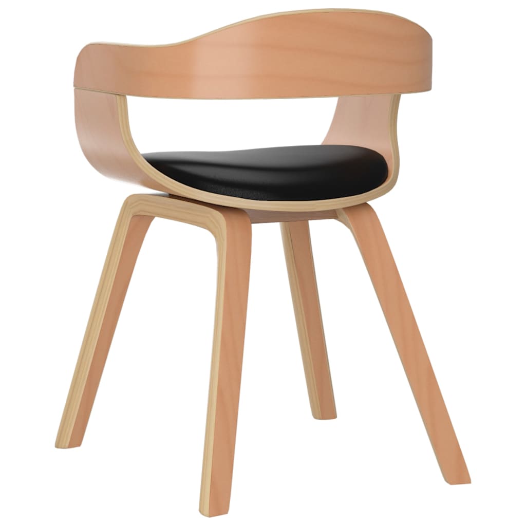 Dining chairs, 4 pcs., black, bentwood and faux leather
