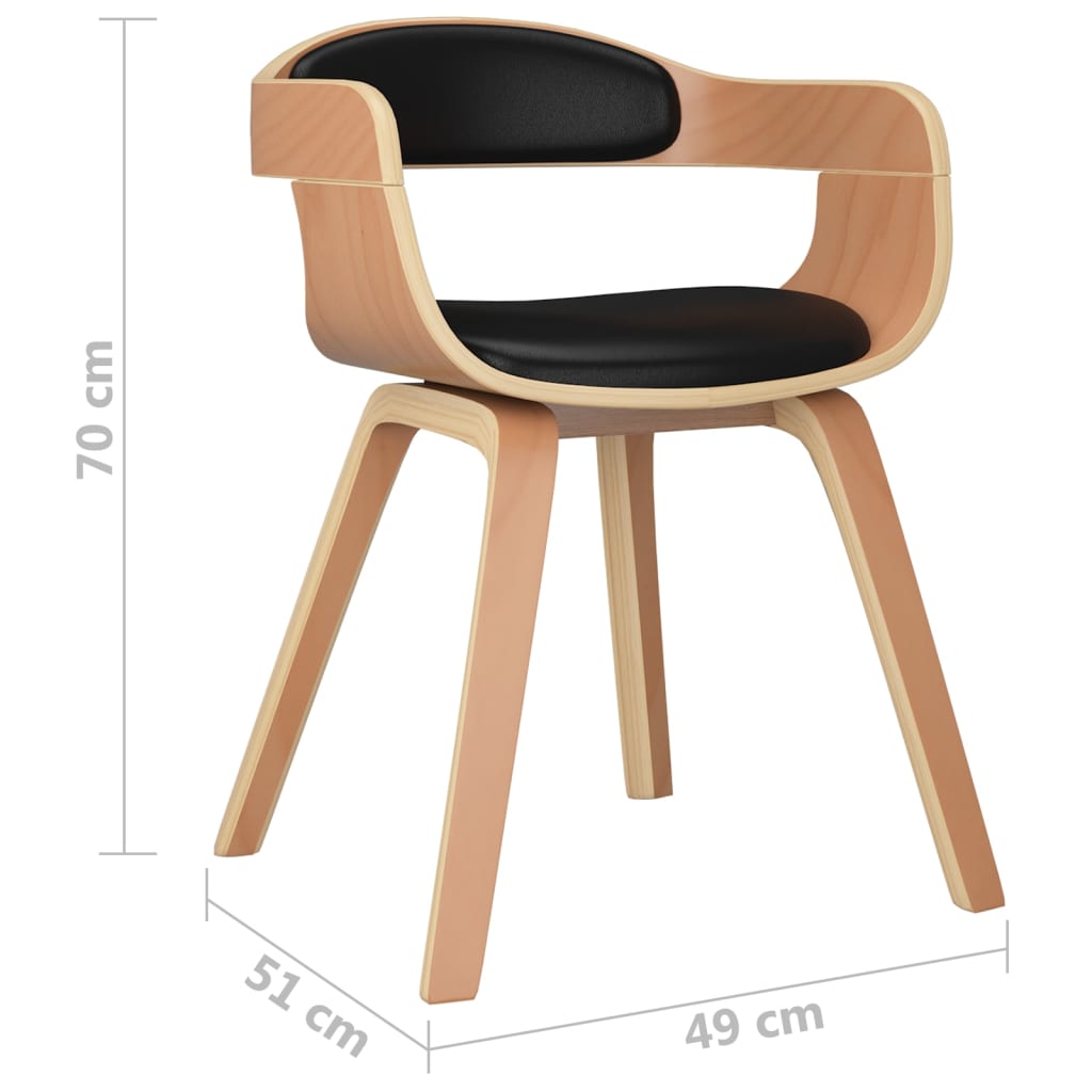 Dining chairs, 4 pcs., black, bentwood and faux leather