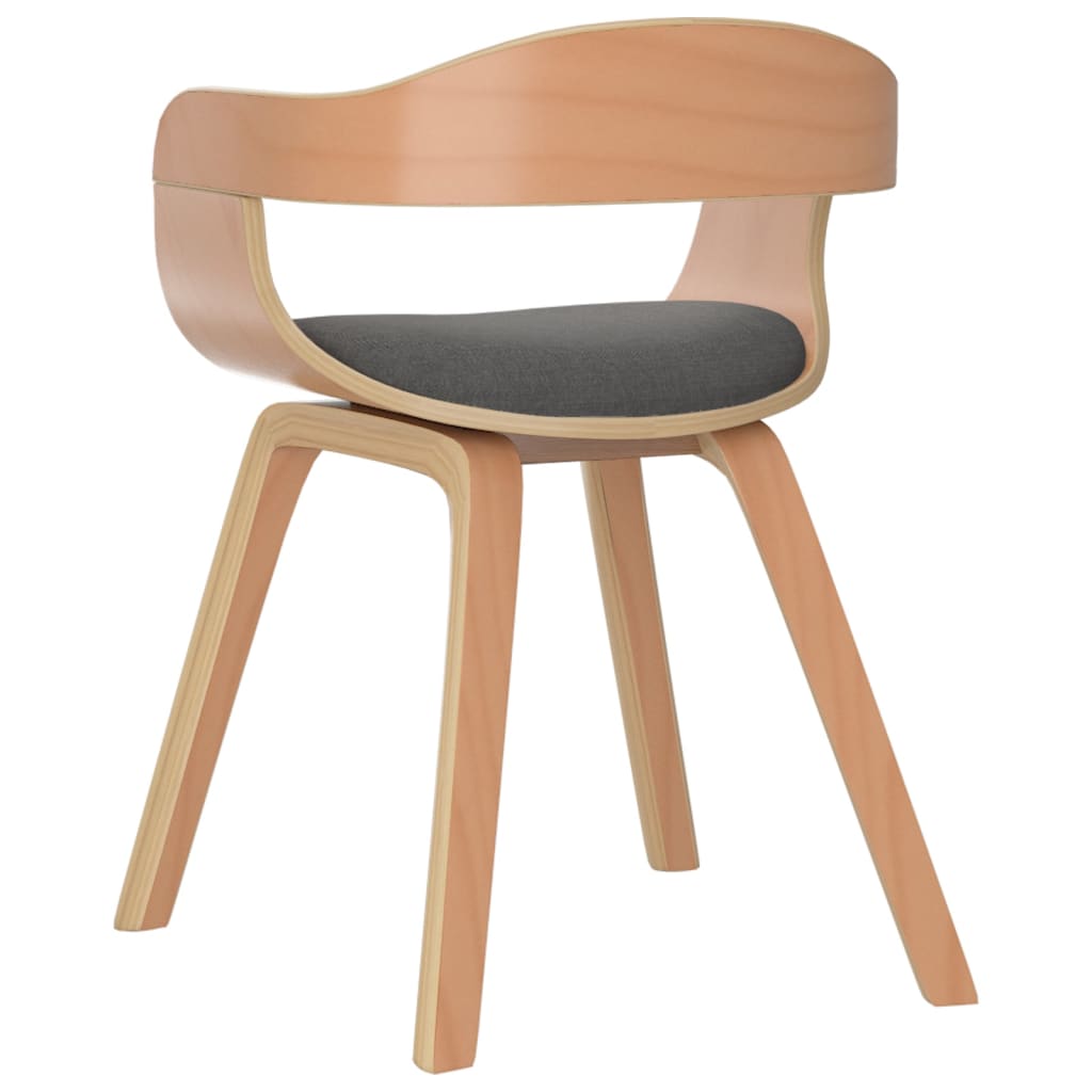 Dining chairs, 4 pcs, light grey, bent wood/fabric