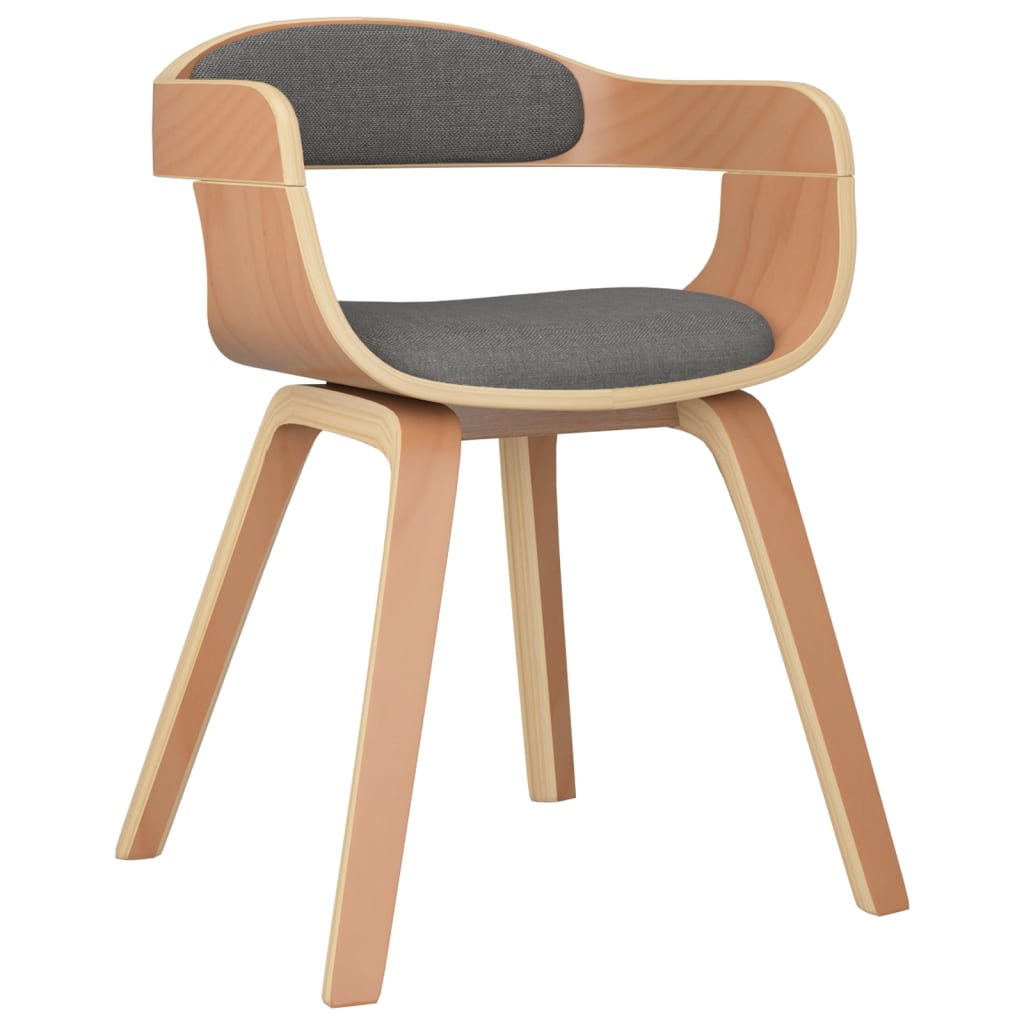 Dining chairs, 6 pcs, light grey, bentwood/fabric