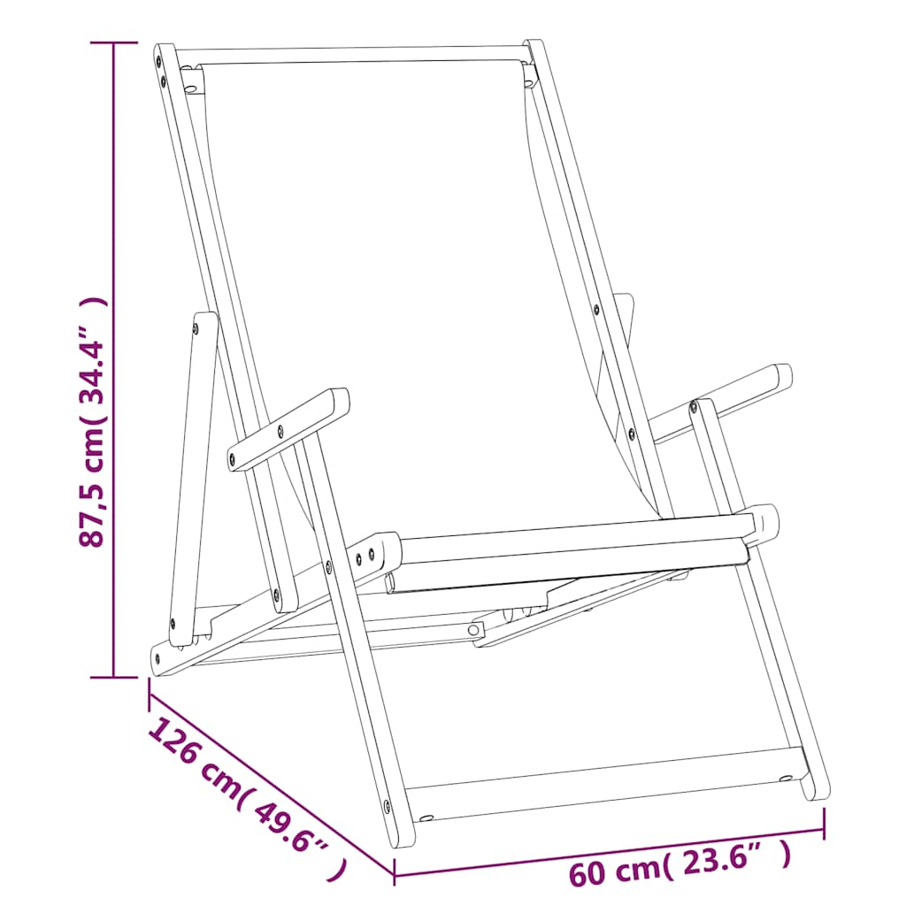 Folding beach chair, cream, solid teak wood