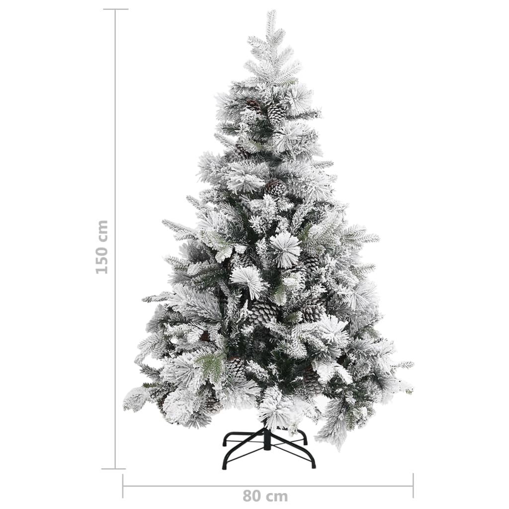 Ziemassvētku eglīte EMBER SNOW, ar sniegu/čiekuriem, 150 cm un
