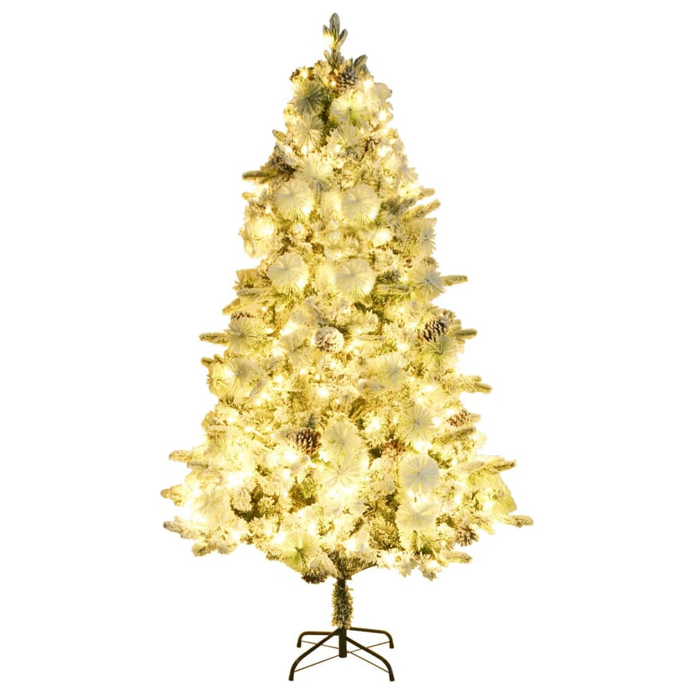 Kalėdų eglutė su sniegu ir kankorėžiais, 195cm, PVC ir PE