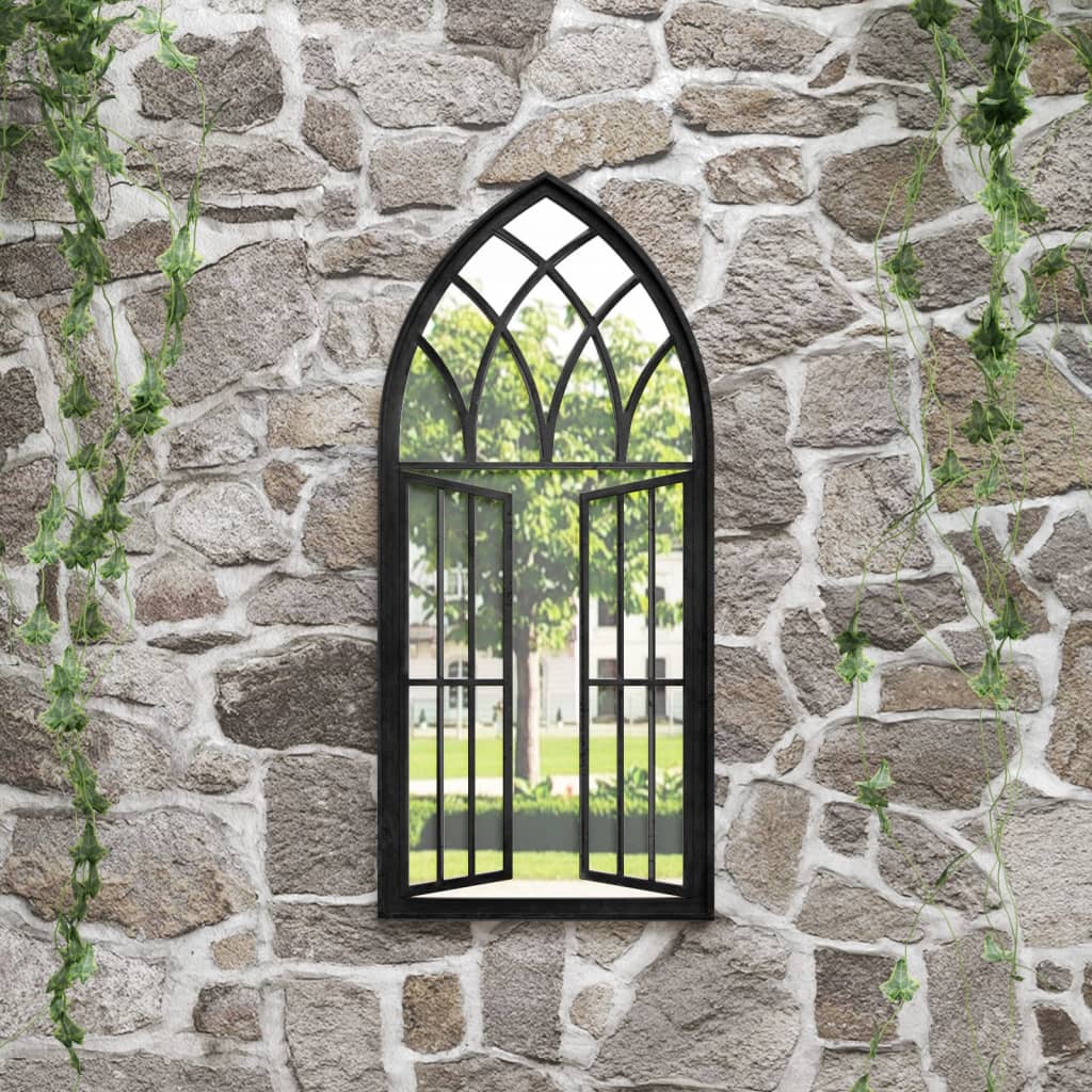 Garden mirror, black, 100x45cm, iron