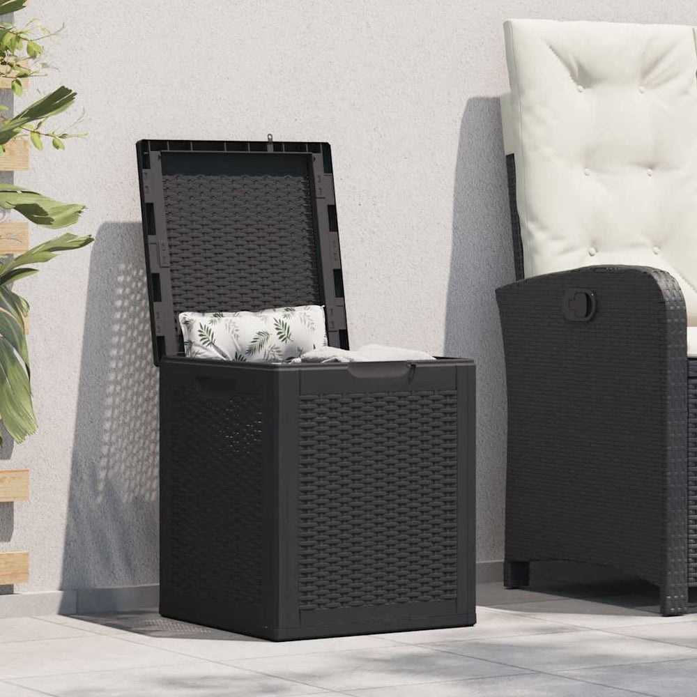 Garden storage box, black, PP rattan, 90l