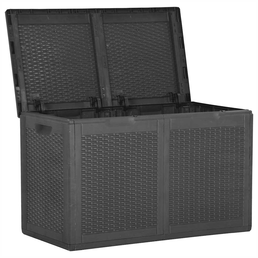 Garden storage box, black, PP rattan, 180L