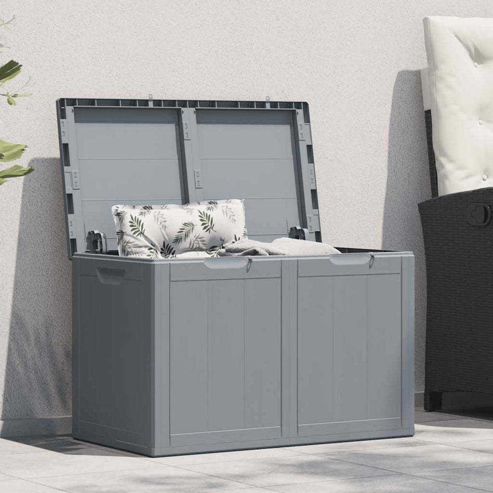 Garden storage box, grey, PP wood look, 180l