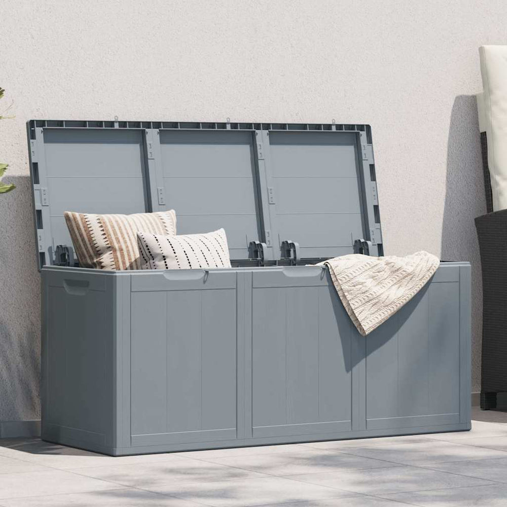 Garden storage box, grey, PP wood look, 270l