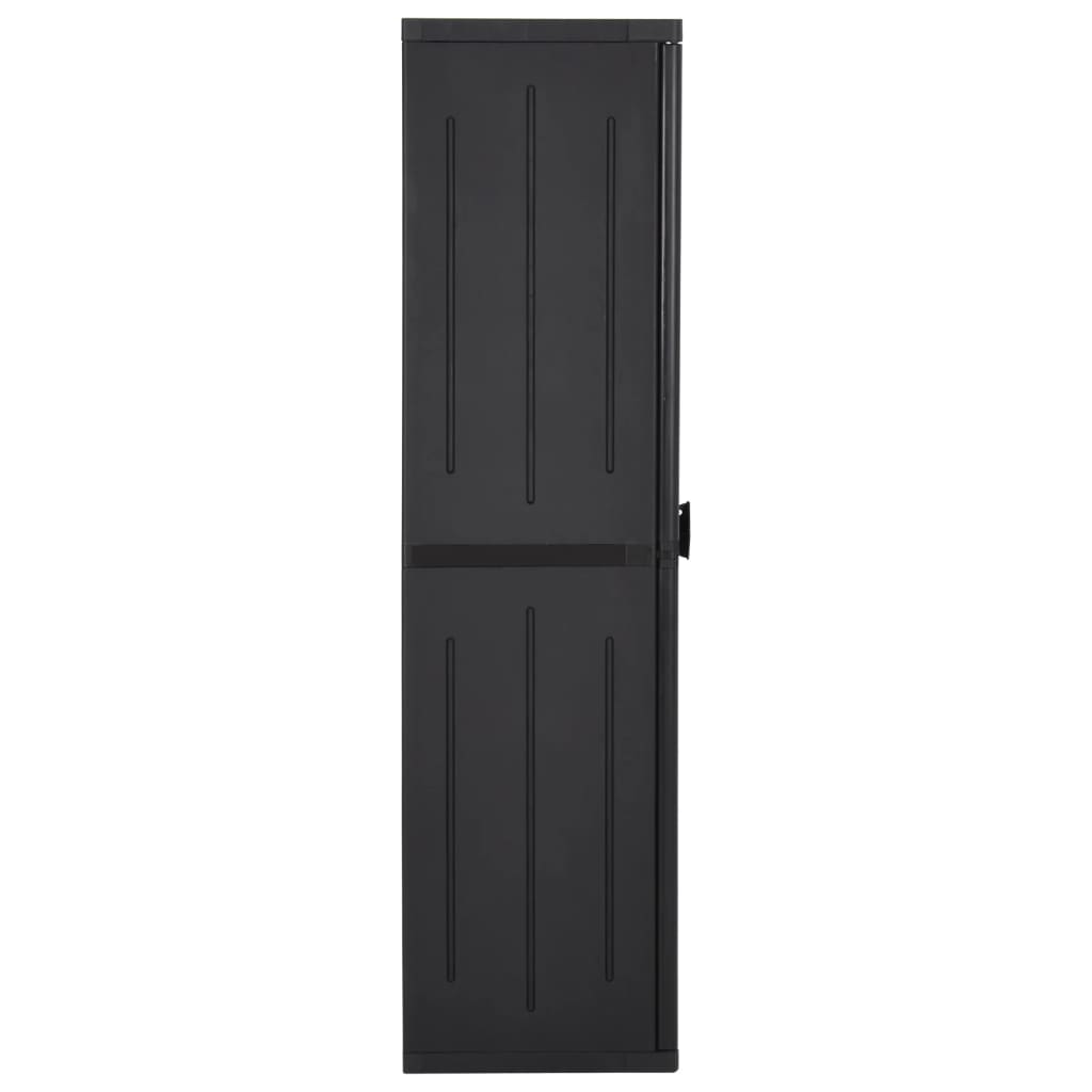 Garden storage cabinet, black, 65x45x172cm, PP rattan