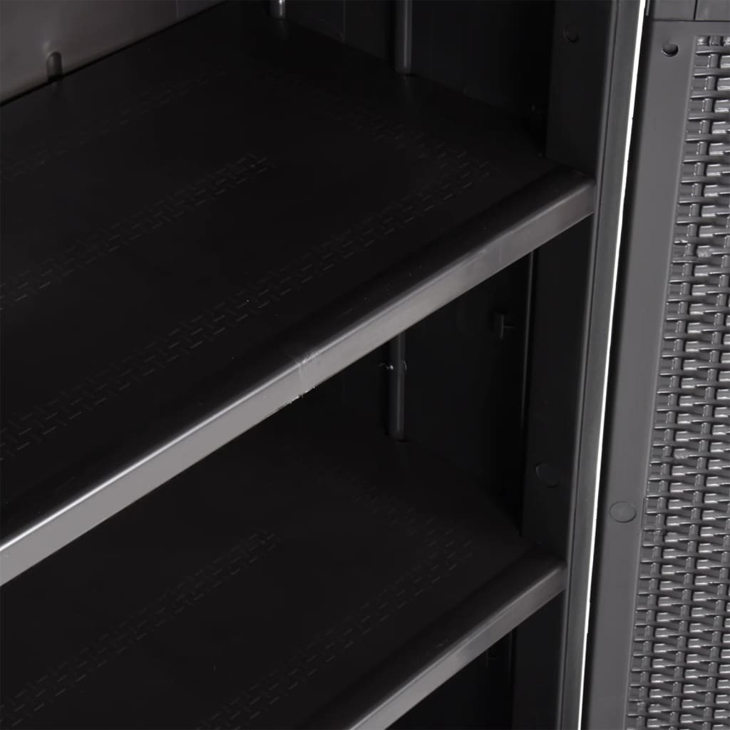 Garden storage cabinet, black, 65x45x172cm, PP rattan