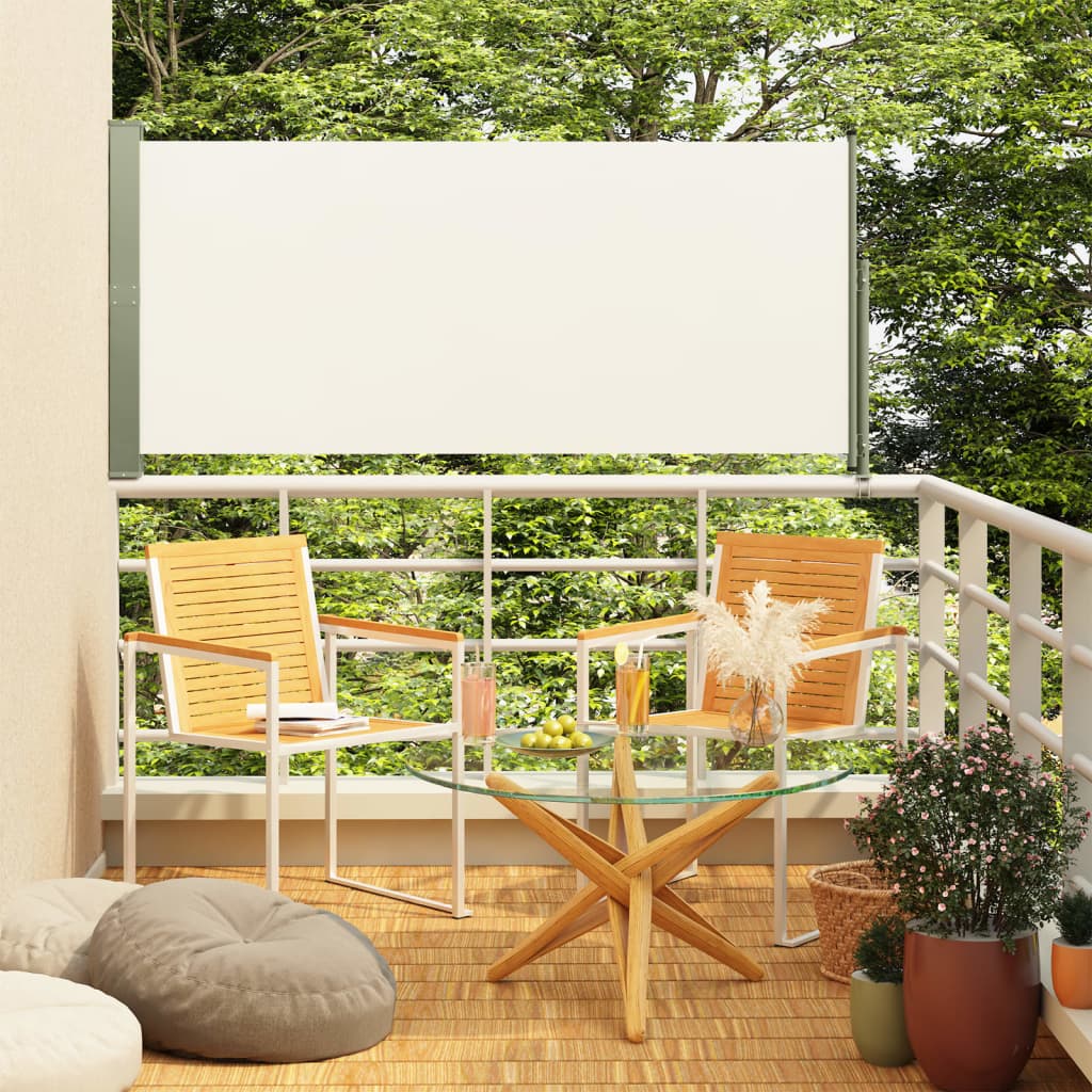 Ištraukiama šoninė kiemo pertvara, kreminės spalvos, 160x300cm