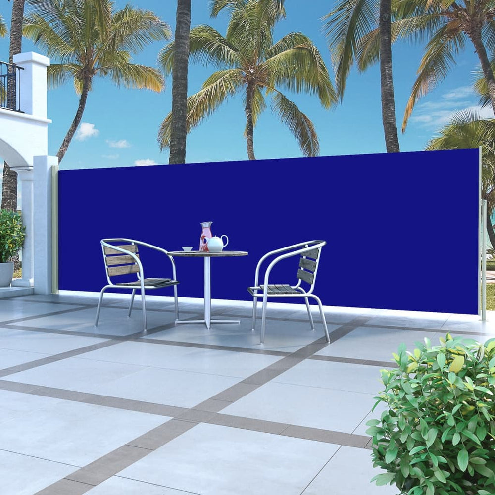 Ištraukiama šoninė kiemo pertvara, mėlynos spalvos, 160x500cm