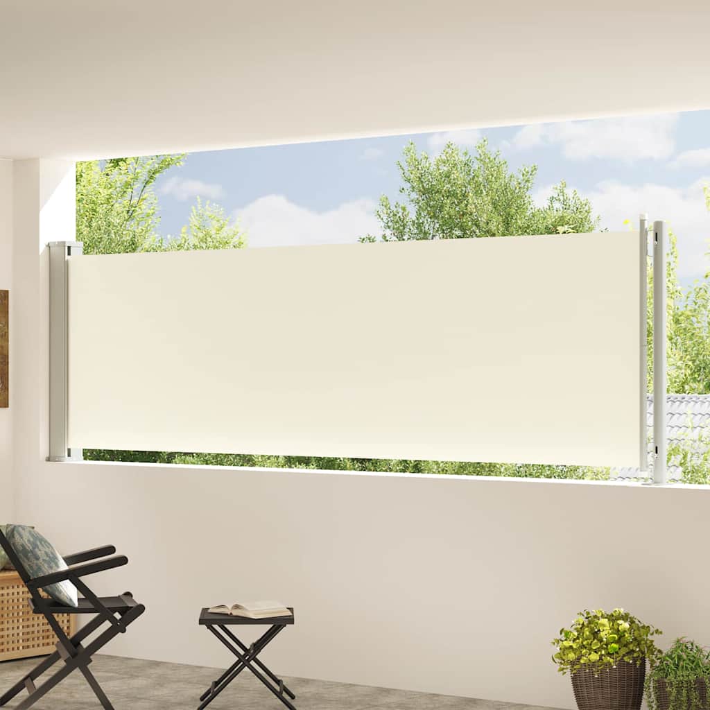 Ištraukiama šoninė kiemo pertvara, kreminės spalvos, 117x600cm