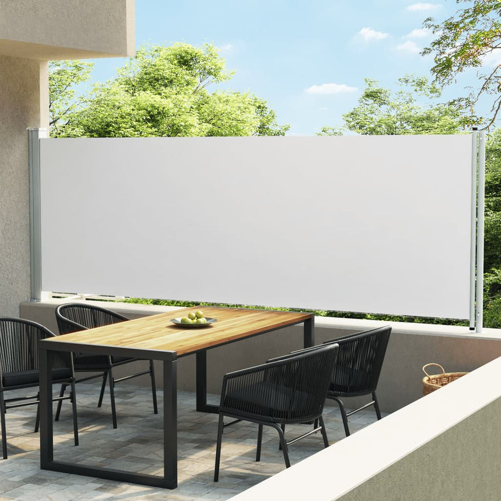Ištraukiama šoninė kiemo pertvara, kreminės spalvos, 160x600cm