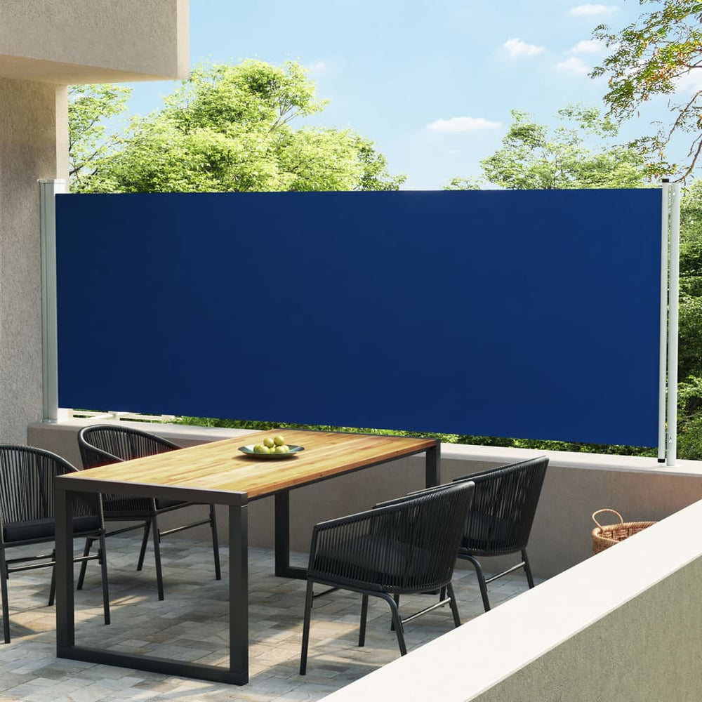 Ištraukiama šoninė kiemo pertvara, mėlynos spalvos, 160x600cm
