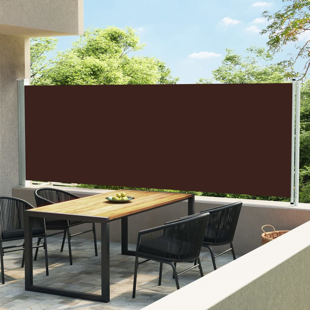 Ištraukiama šoninė kiemo pertvara, rudos spalvos, 160x600cm