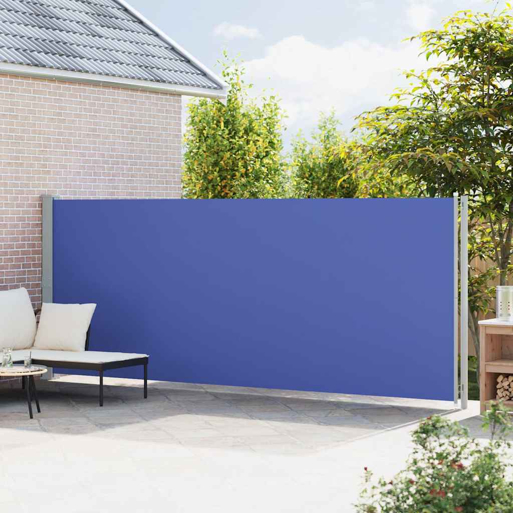 Ištraukiama šoninė kiemo pertvara, mėlynos spalvos, 180x600cm