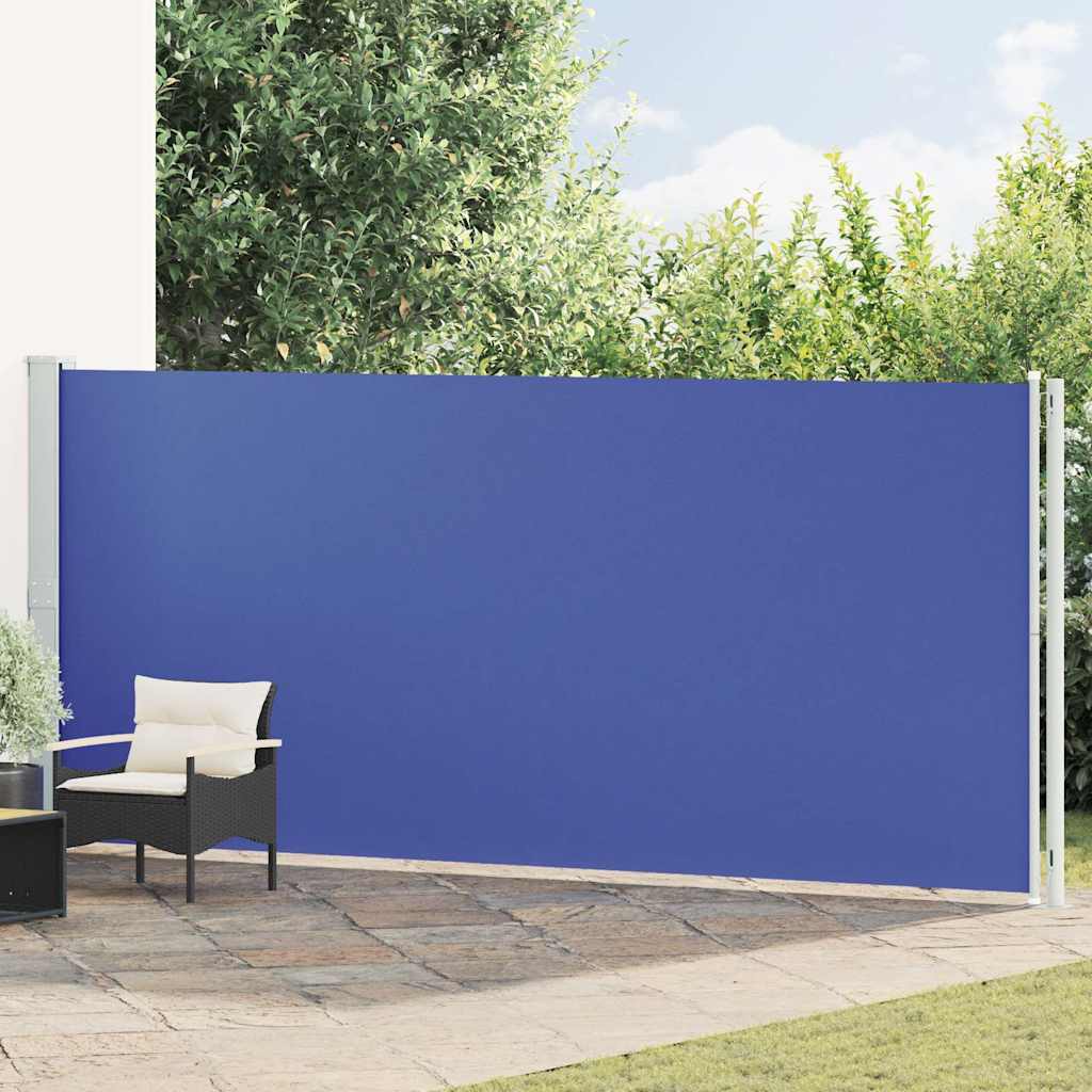 Ištraukiama šoninė kiemo pertvara, mėlynos spalvos, 180x600cm