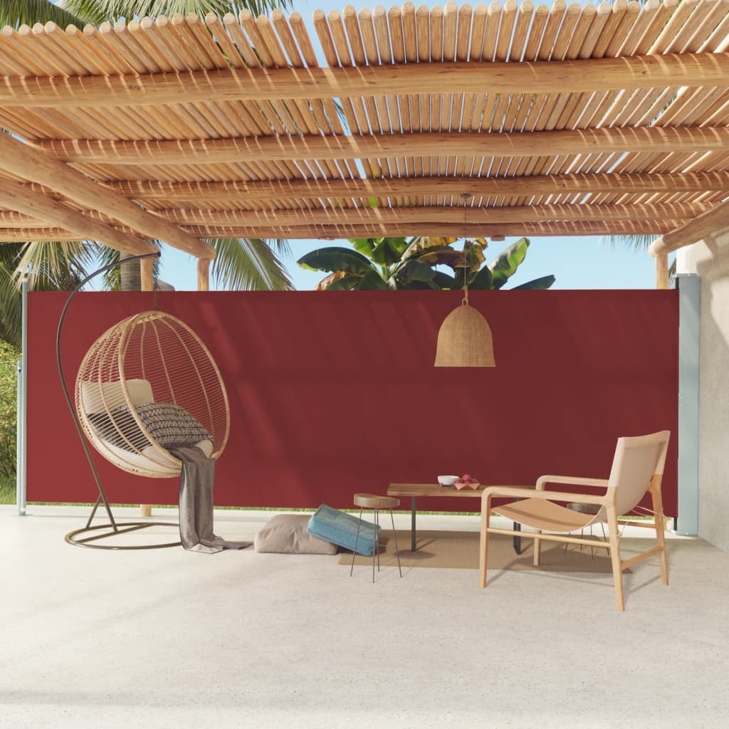 Ištraukiama šoninė kiemo pertvara, raudonos spalvos, 180x600cm