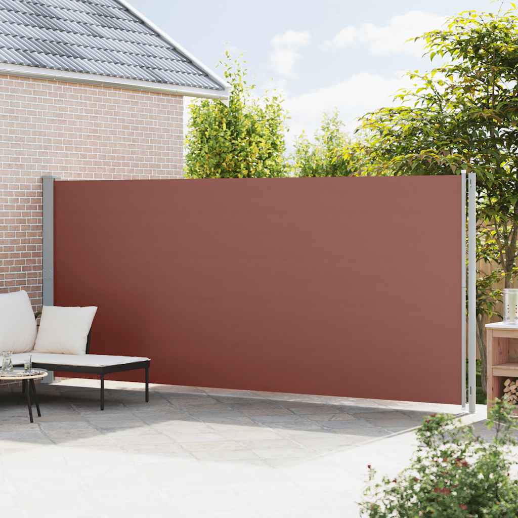 Retractable side awning for patio, brown, 200x600cm