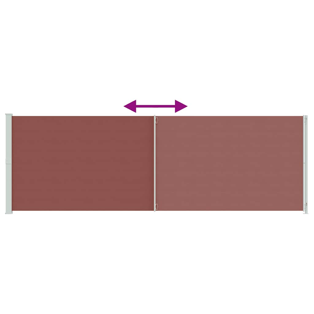 Retractable side awning for patio, brown, 200x600cm